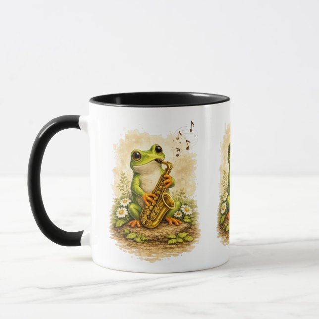 Cute Frog Saxophone Mug – Adorable Music Frog Tasse (Links)