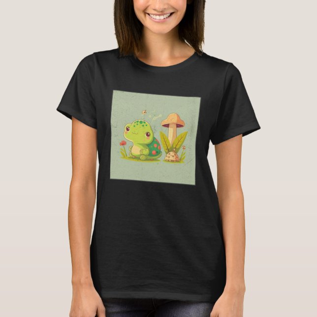 Cute Frog Snail Illustration Shell Friends Women K T-Shirt (Vorderseite)