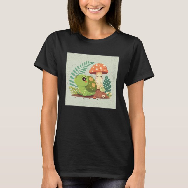 Cute Frog Snail Illustration Shell Friends Women K T-Shirt (Vorderseite)