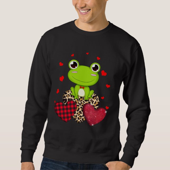 Cute Frog With Leopard Red Plaid Heart  Ideas Sweatshirt (Vorderseite)