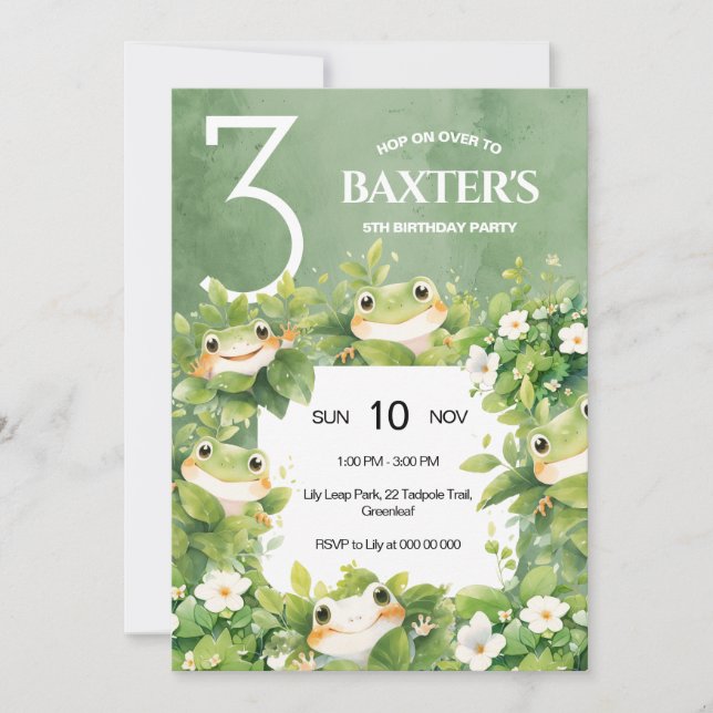 Cute Froggy Birthday Invitation Einladung (Vorderseite)