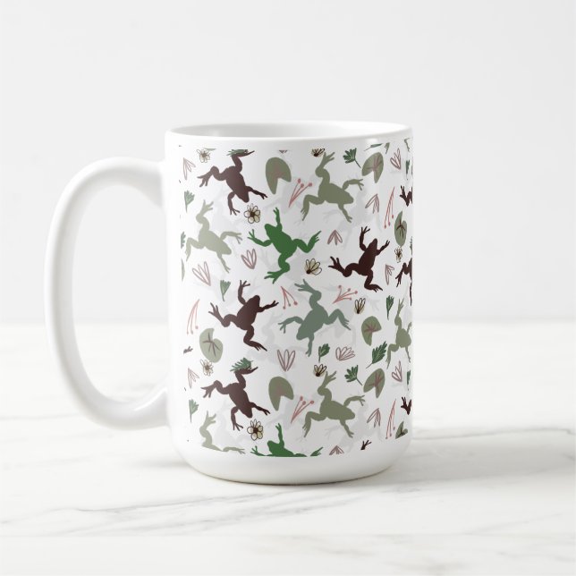 Cute Frogs Nature Floral Pattern Kaffeetasse (Links)