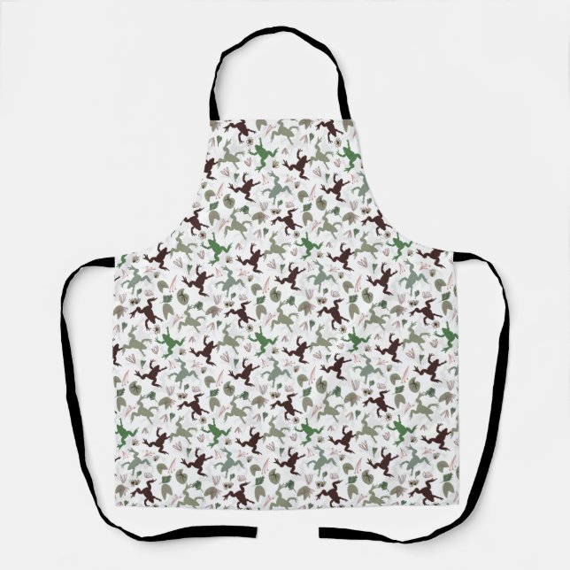 Cute Frogs Nature Floral Pattern Schürze (Vorderseite)
