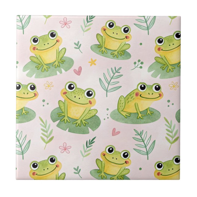 Cute frogs Pattern Fliese (Vorderseite)