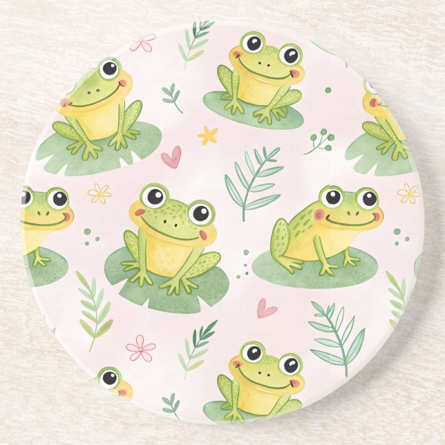 Cute frogs Pattern Getränkeuntersetzer (Vorne)
