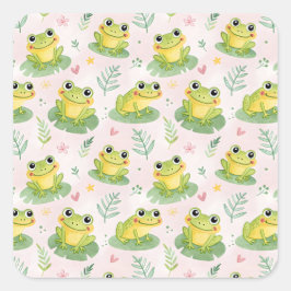 Cute frogs Pattern Quadratischer Aufkleber