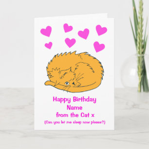 Cute From the Sleeping Cat Hearts Birthday Karte