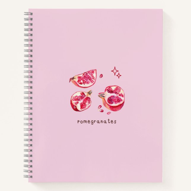 Cute fruit aesthetic pomegranate pink  notizbuch (Vorderseite)