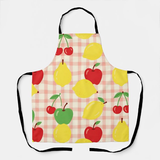 Cute Fruit Gingham Pattern Schürze (Vorderseite)
