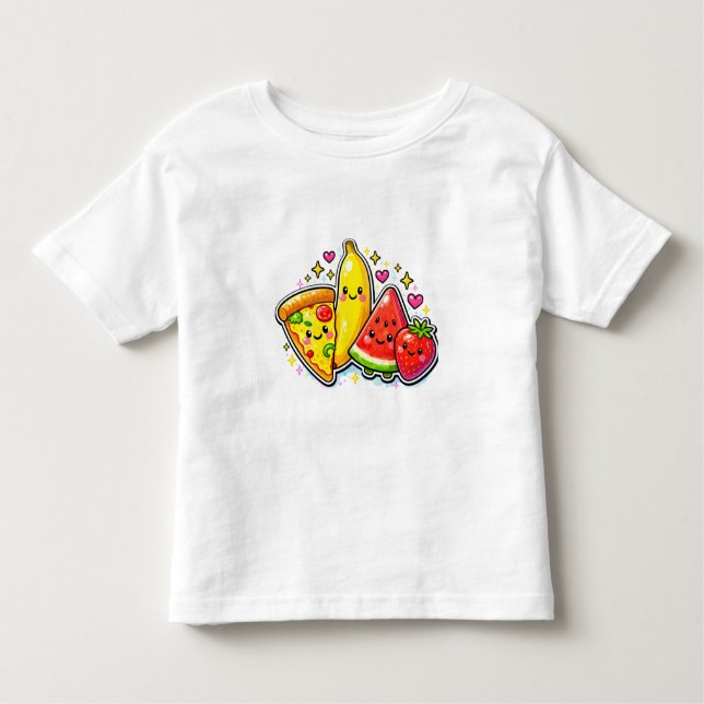Cute Fruits and Pizza Y2K Toddler T-Shirt (Vorderseite)