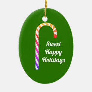 Cute Fruity Candy Cane Sweet Holidays Ornament
