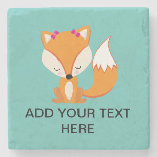 Cute-Fuchs-Mädchentext Steinuntersetzer