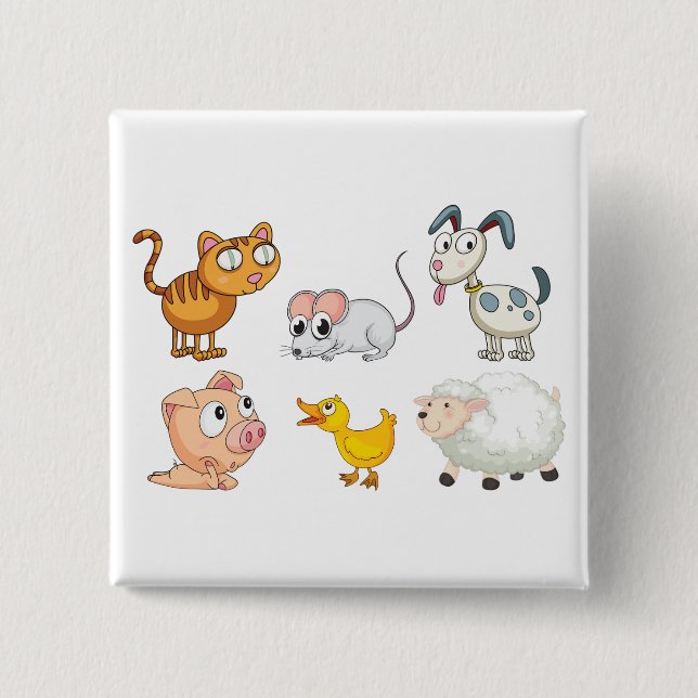 Cute Fun Farm Animals Button (Vorderseite)