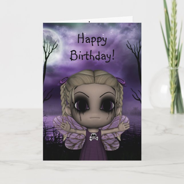 Cute Fun Gothic Fairy Happy Birthday 1 Karte (Vorderseite)