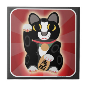 Cute Fun Lucky Tuxedo Cat Cartoon Kunst, Dichtung  Fliese