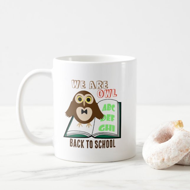 Cute fun We are owl Back to school Personalize Kaffeetasse (Mit Donut)