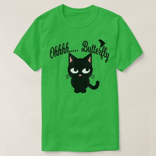 Cute Funny ADHD Cat Distracted By Butterfly T Shir T-Shirt (Design vorne)