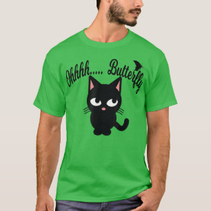 Cute Funny ADHD Cat Distracted By Butterfly T Shir T-Shirt