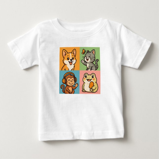 Cute funny Animals Baby T-shirt (Vorderseite)