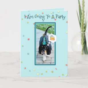 Cute & Funny Basset on Birthday Card W/Cake Karte