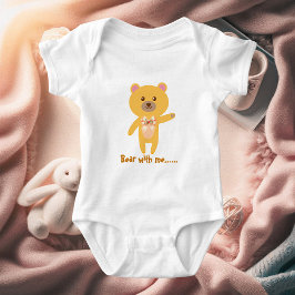 Cute Funny Bear With Me Baby Shower Personalized Strampler