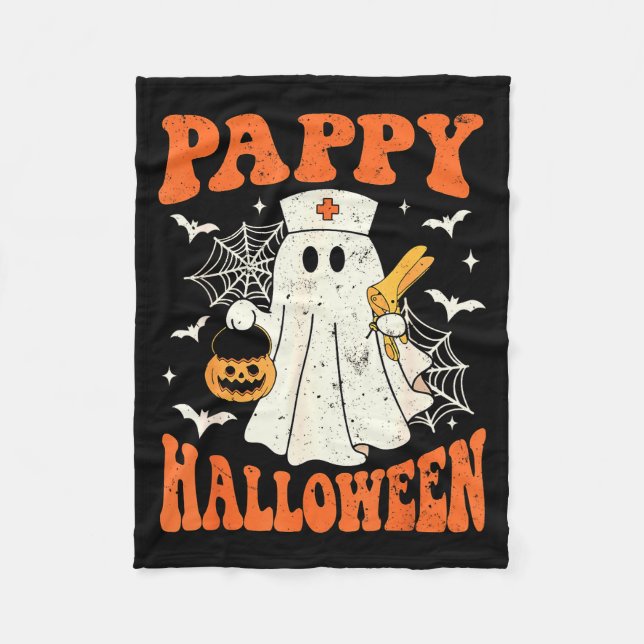 Cute Funny Boo Ghost Nurses Pappy Halloween Obgyn  Fleecedecke (Vorderseite)