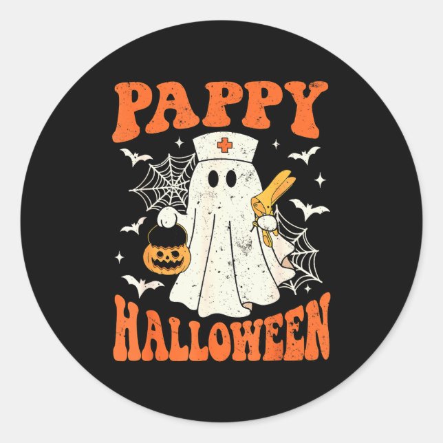 Cute Funny Boo Ghost Nurses Pappy Halloween Obgyn  Runder Aufkleber (Vorderseite)