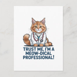 Cute Funny Cat Medical Pun Illustration Feiertagspostkarte