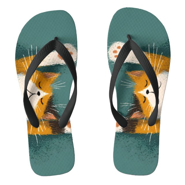 Cute Funny Cat Nap Flip Flops (Fußbett)