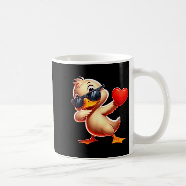 Cute Funny Cool Duck Dabbing Heart Valentines Day  Kaffeetasse (Rechts)