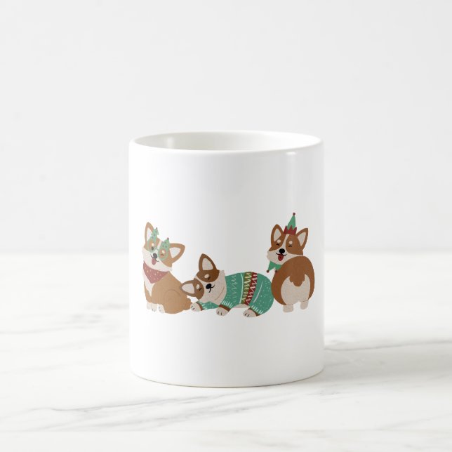 Cute Funny Corgi Dogs Christmas 2025 Kaffeetasse (Mittel)