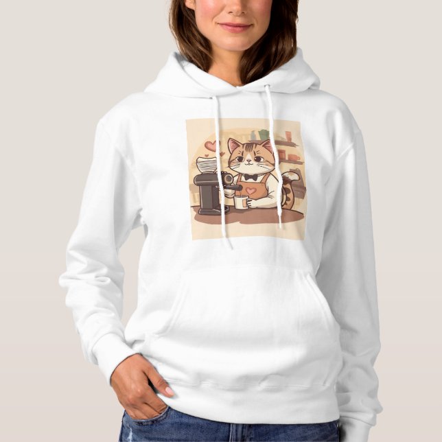 Cute Funny Cozy Barista Cat Hoodie T-shirt