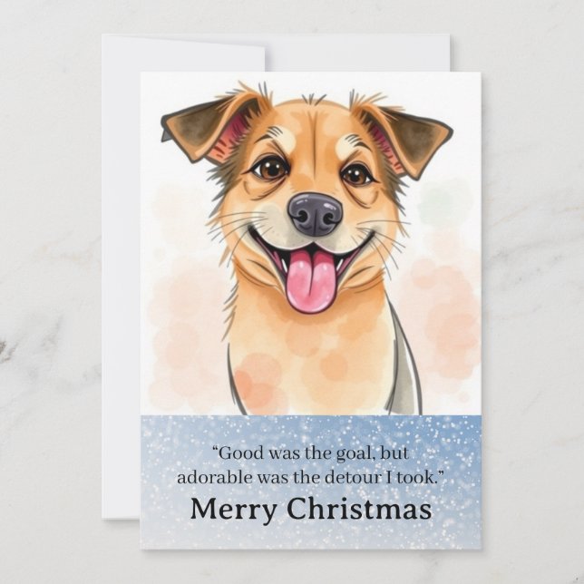 Cute Funny Dog Christmas Card Feiertagskarte (Vorderseite)