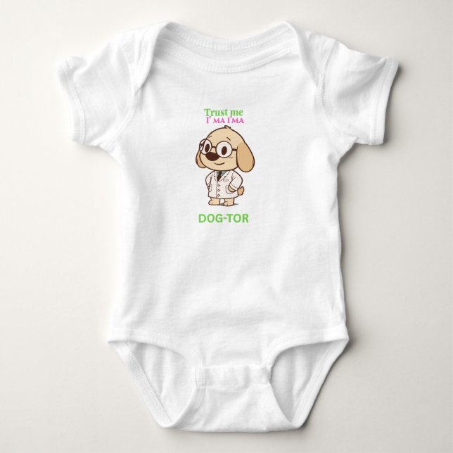Cute Funny Dog-Tor Baby Bodysuit Strampler (Vorderseite)