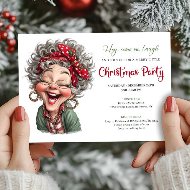Cute Funny Grandma Cartoon Christmas Humor Comic  Einladung (Cute Funny Grandma Cartoon Christmas Humor Comic Invitation

)