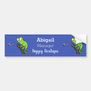 Cute funny green happy chameleon lizard cartoon  autoaufkleber