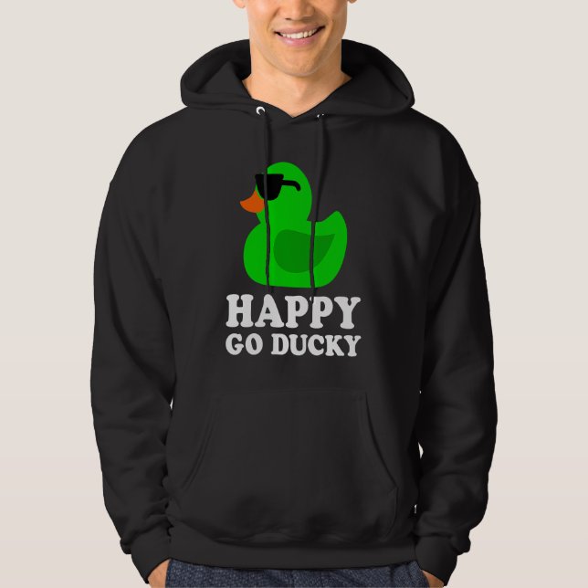 Cute Funny Green Rubber Duck Lover Sunglasses Luck Hoodie (Vorderseite)