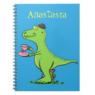 Cute funny green t rex dinosaur cartoon notizblock