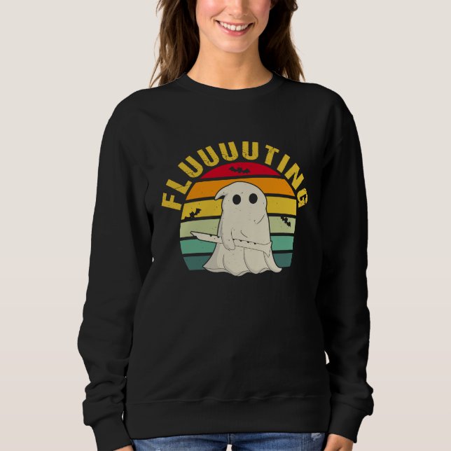 Cute & Funny Halloween Ghost Flute & Fluting Sweatshirt (Vorderseite)
