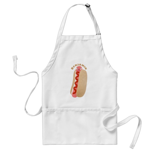Cute funny hot dog Weiner cartoon Schürze (Vorne)