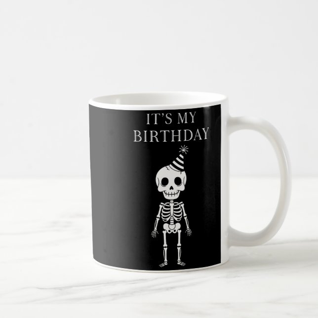 Cute Funny Kawaii Skeleton Birthday Skull Happy Wo Kaffeetasse (Rechts)