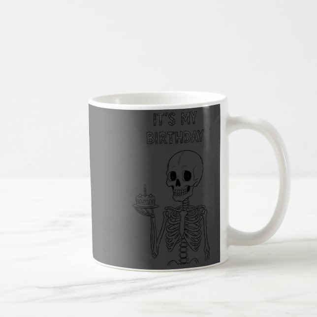 Cute Funny Kawaii Skeleton Birthday Skull Happy Wo Kaffeetasse (Rechts)