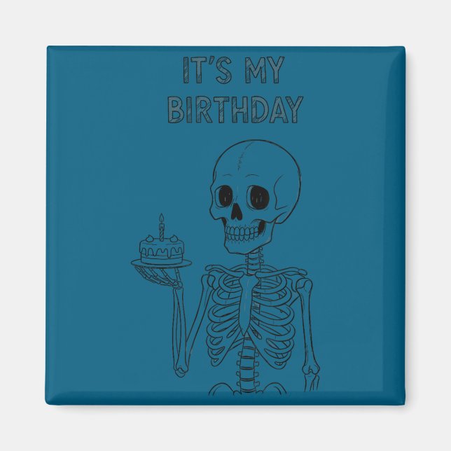 Cute Funny Kawaii Skeleton Birthday Skull Happy Wo Magnet (Vorne)