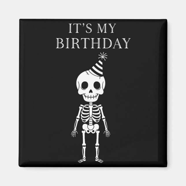 Cute Funny Kawaii Skeleton Birthday Skull Happy Wo Magnet (Vorne)