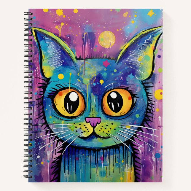 Cute Funny Kitty Cat Mixed Media Animal Pet Notizbuch (Vorderseite)
