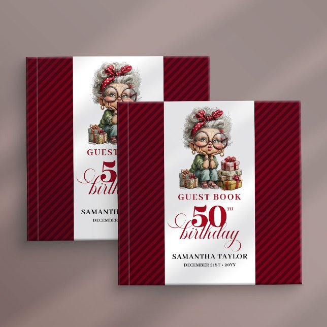 Cute Funny Lady 50th Birthday Cartoon Humor  Gästebuch (Cute Funny Lady 50th Birthday Cartoon Humor Guest Book

)