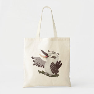 Cute funny laughing kookaburra cartoon tragetasche