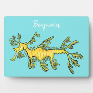 Cute funny leafy sea dragon cartoon illustration fotoplatte
