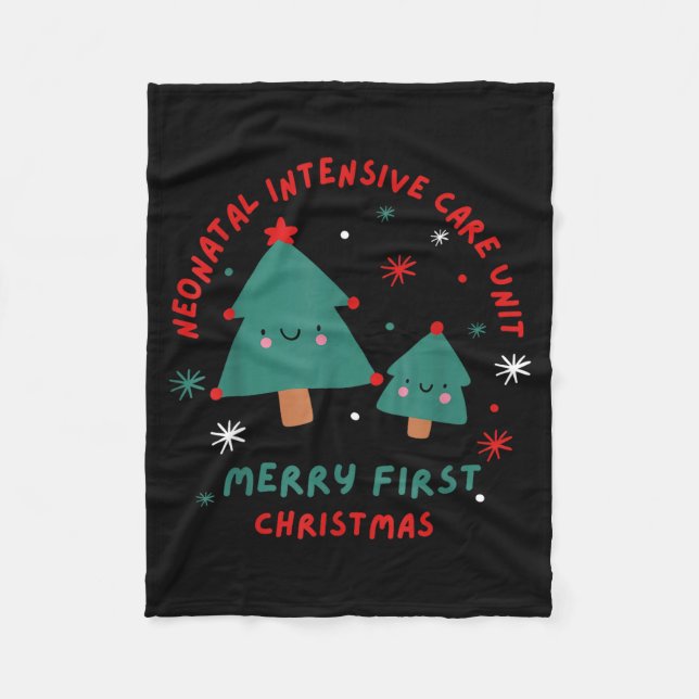 Cute Funny Nicu Merry First Christmas Nurse Crew S Fleecedecke (Vorderseite)