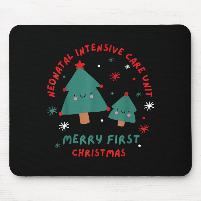 Cute Funny Nicu Merry First Christmas Nurse Crew S Mousepad (Vorne)
